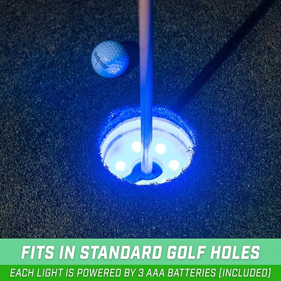 

4pcs 7 LED Luminous Golf Hole Lights U-shaped Golf Hole Lamp Backyard Putting Green Glowing Lamp Night Golf gift for golfer