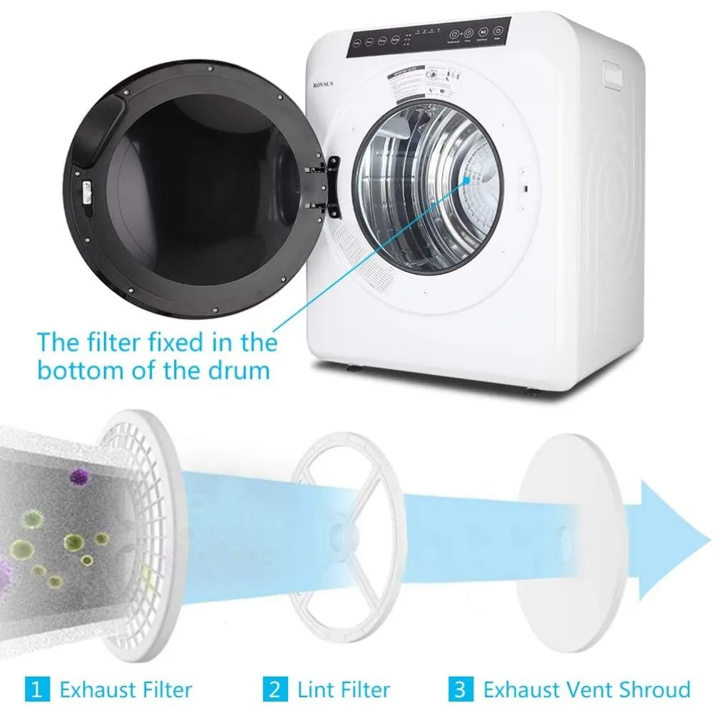 Secador de ropa portátil de 3,5 pies cúbicos, con pantalla táctil LCD, bañera de acero inoxidable para apartamento, hogar, dormitorio-110V, blanco clásico