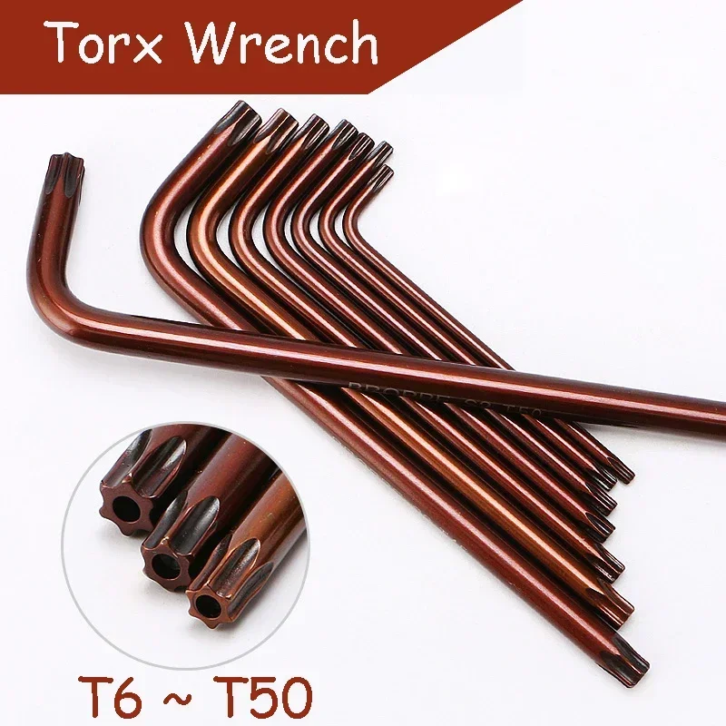Double End L Type TorxScrewdriver Tamper Proof Torx Star Key Bit Spanner Wrench Long Bit T6 T7 T8 T9 T10 T15 T20 T25 T27
