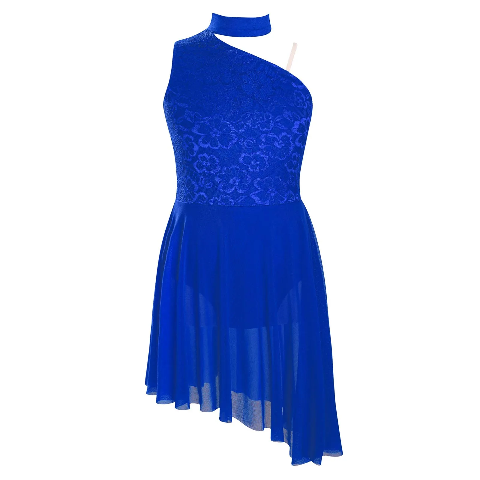 6-16Y الفتيات الحديثة الغنائية ملابس رقص الجمباز فستان الشكل التزلج الجمباز البهلوانية زي بلا أكمام الدانتيل المرقعة Dancewear #2