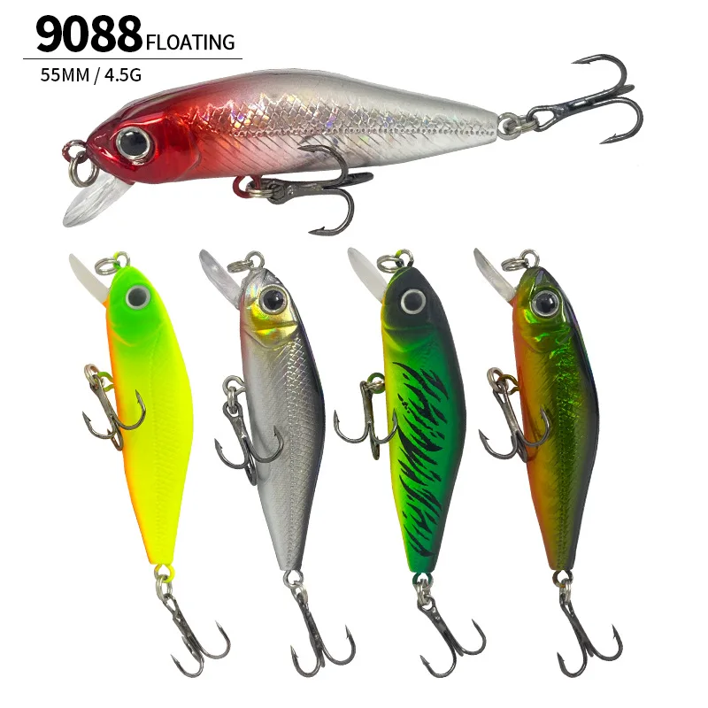 

Микро плавающая водная приманка Minnow 55 мм/4,5 г, жесткая приманка, искусственная приманка, пресноводная пластиковая приманка, рыболовные приманки