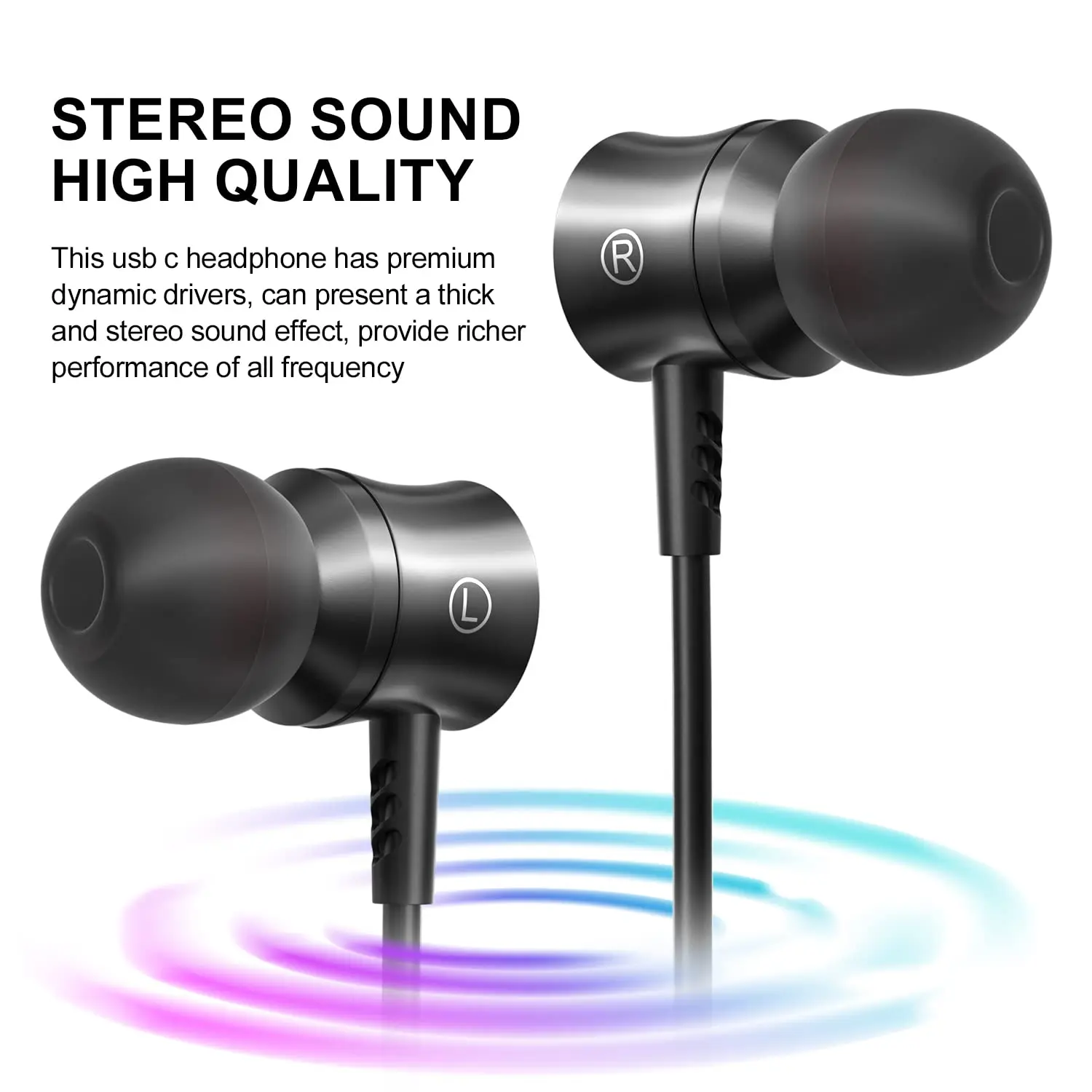 Auriculares USB C con sonido Dolby con reducción de ruido tipo C 3,5mm auriculares con cable de música para Samsung Galaxy S24 S23 Ultra iPhone 16 15