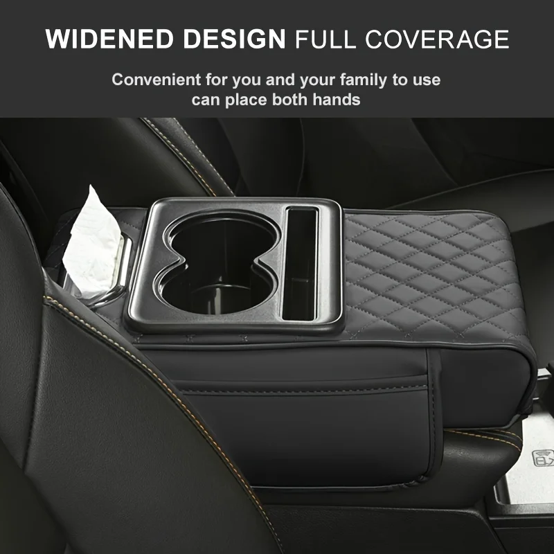 

Auto Center Console Armrest Pillow Arm Rest Cover Memory Foam Car Armrest Cushion with Cup Holder Phone Holder Car Interior