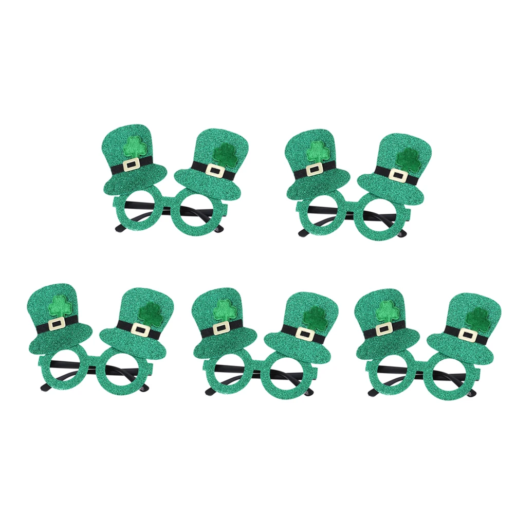 

5 Pcs Clover Top Hat Glasses Suit Novelty Lensless Eye Patrick's Day Lenses