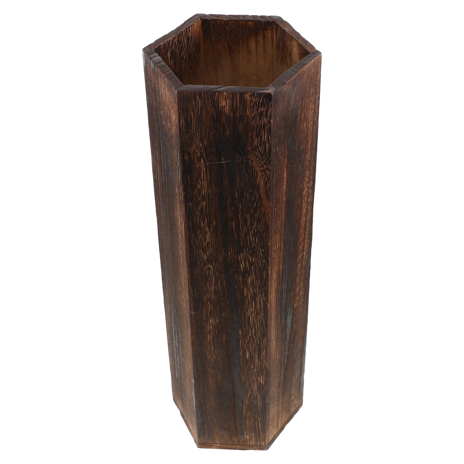 Wooden Umbrella Stand Large Capacity Rustic Farmhouse Entryway Floor Holder for Home Office Hotel