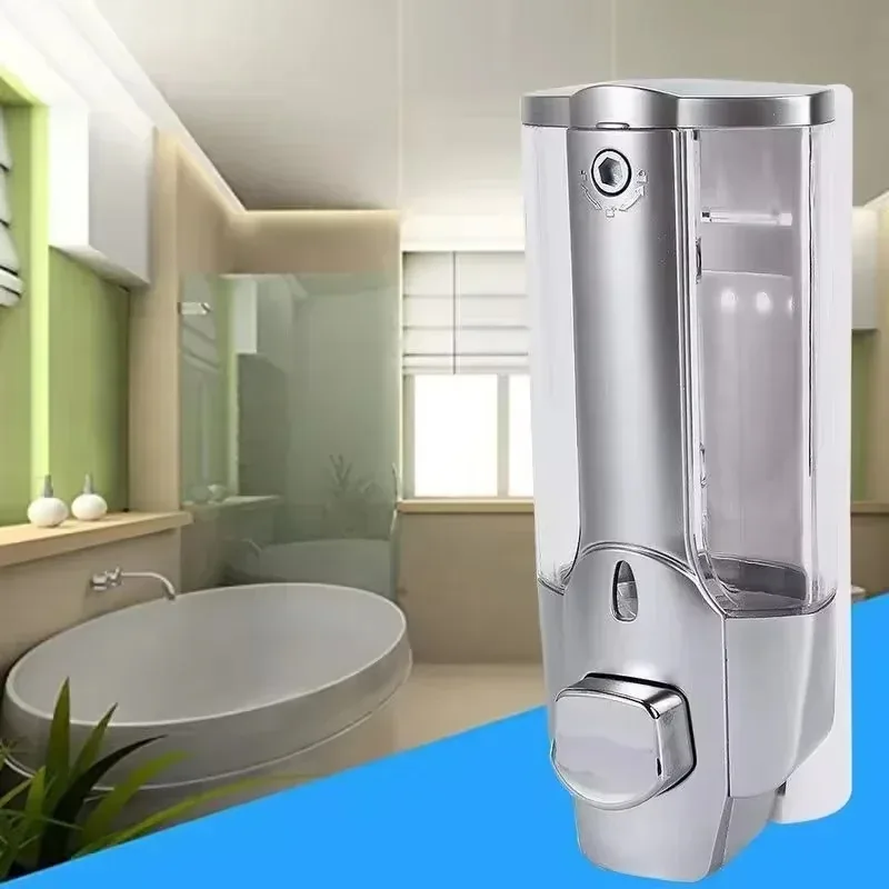 350ml Drill-Free Wall Mounted Liquid Soap Shampoo Dispenser Bathroom Shower Hotel Washroom Essentials