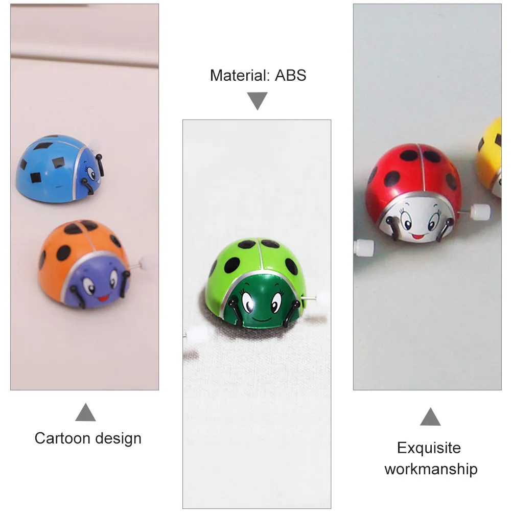 8Pcs Ladybird Wind-Up Clockwork Spring Rotating Kids Educational Playset Creative Cartoon Design Bright Colors