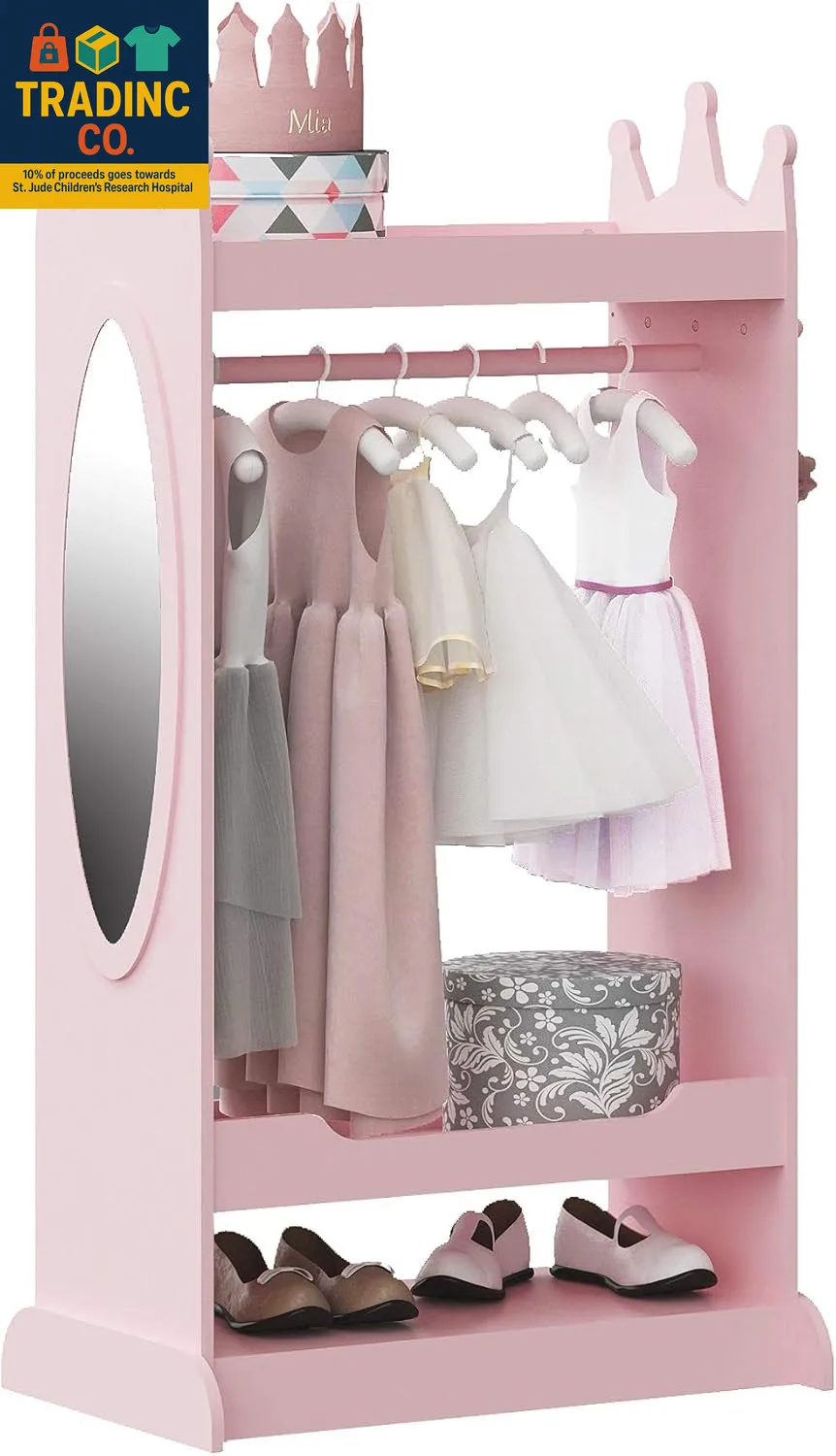 

Детский шкаф для костюмов с зеркалом, открытый гардероб для детских нарядов