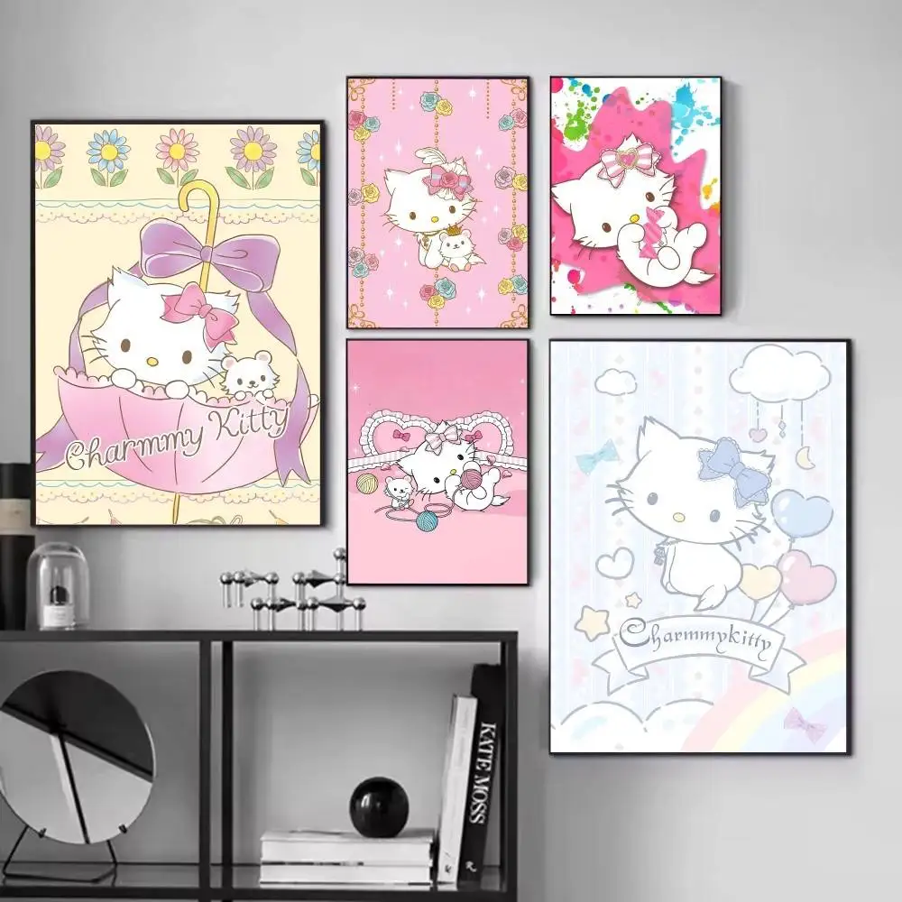 Anime C-Charmmy K-itty cute posters Self-adhesive Paper Print Home Living Room Bedroom Entrance Bar Cafe Art