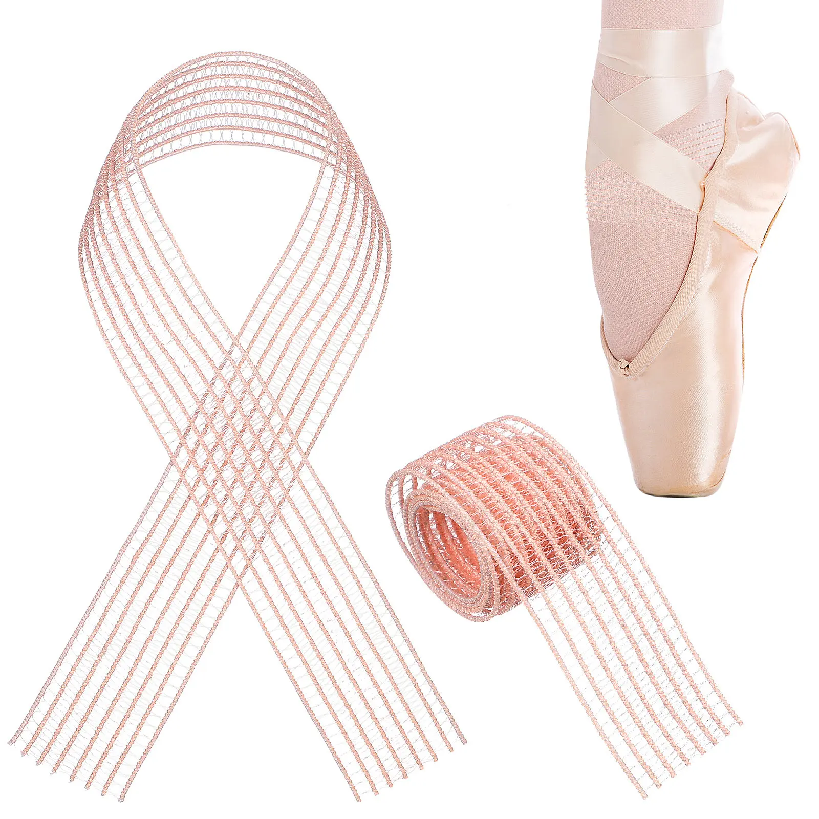 

2Pcs Ballet Pointe Shoes Elastic Bands Invisible Reinforced Stretch Ribbon Ballet Shoes Straps Dance Accessories