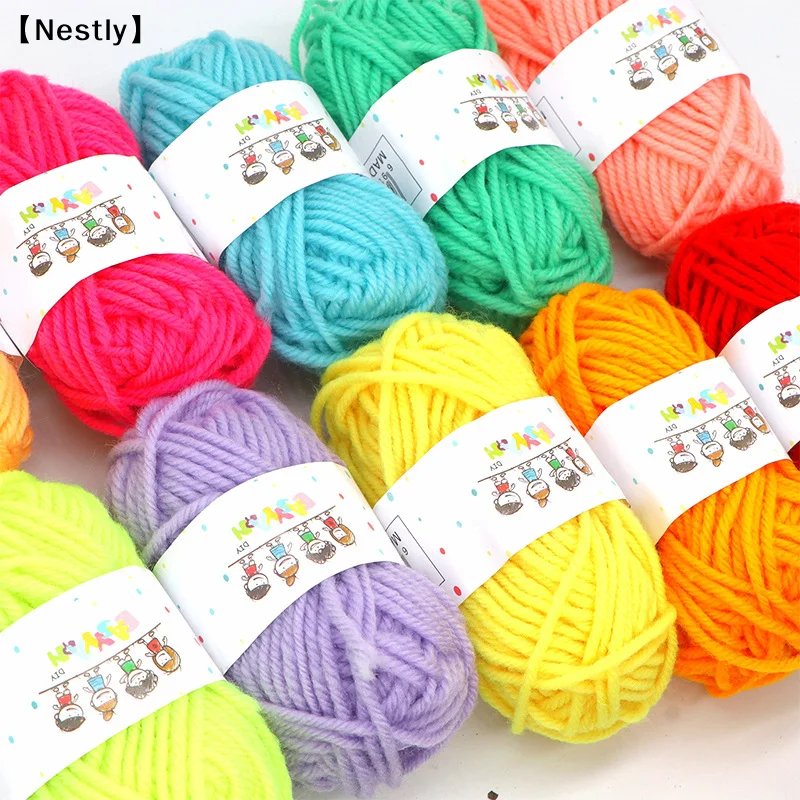 

12Pcs Soft Warm DIY Cotton Wool Threads Soft Yarn Fine Quality Hand-Knitting Thread For Handmade Knitting Crochet Yarn〔Nest〕