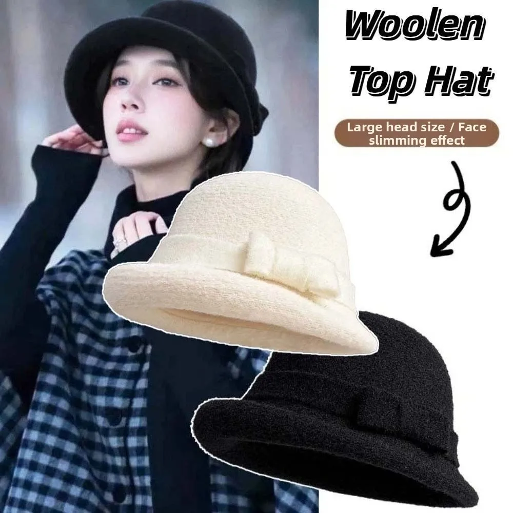

Live Show Vintage Looking Woolen Rolled Edge Cap Versatile Beret British Top Hat Retro Warmer Woolen Formal Hat Performances