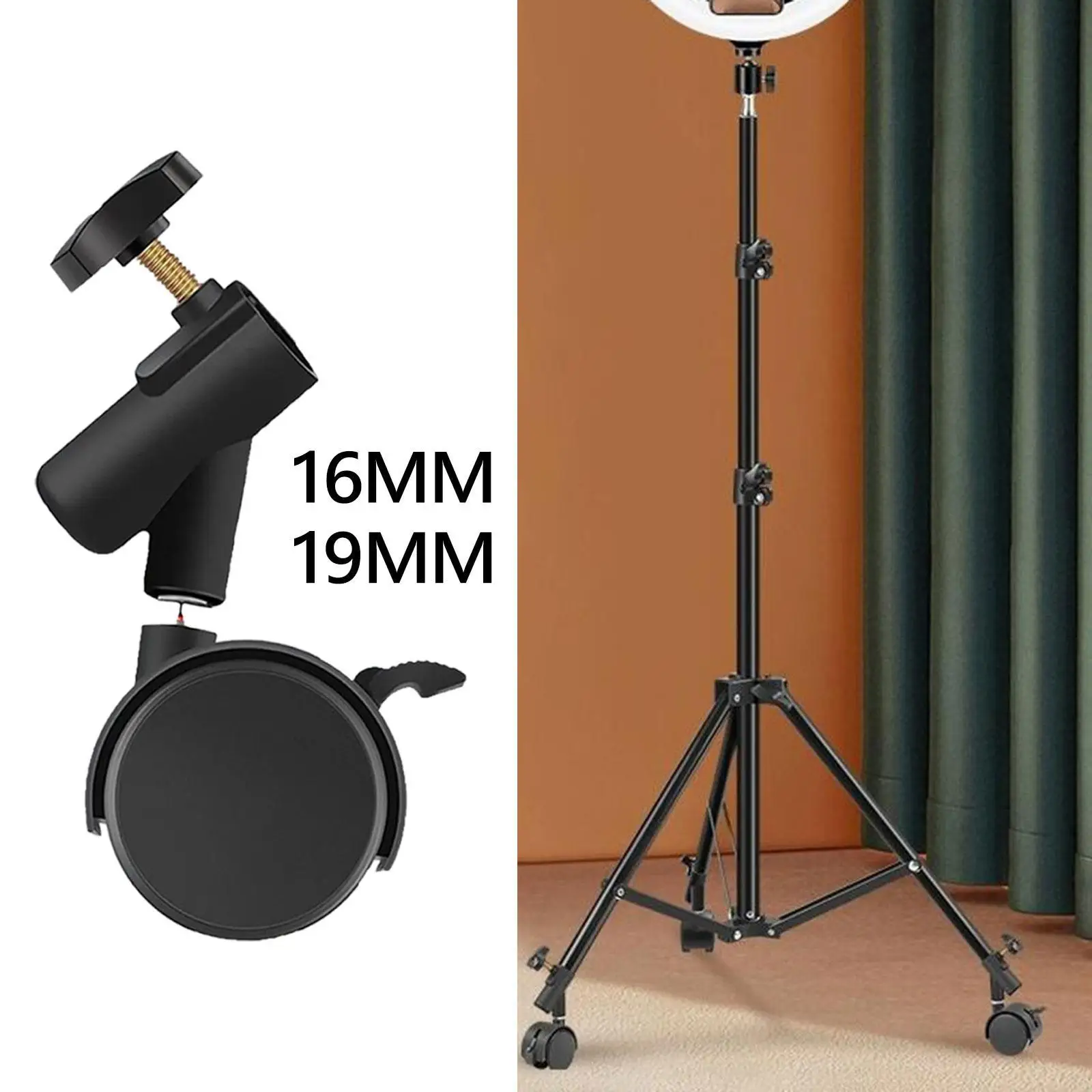 

3 Pieces Light Stand Wheels Black Selfie Nylon Standing Broadcasts Live Streamings Studio Photography Recording Swivel Caster