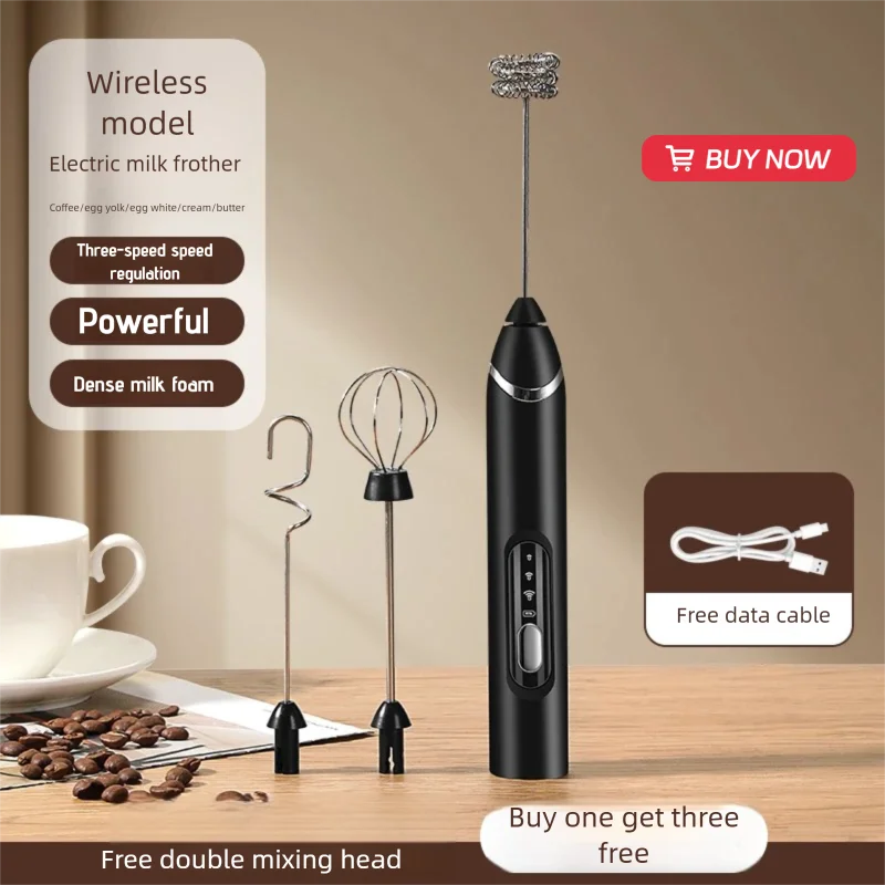 전기 우유 거품기 미니 핸드헬드 무선 강력한 타입-C 충전식 편리한 커피 우유 거품기 주방용 거품기