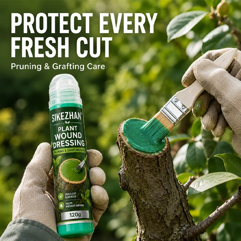 Garden Plant Wound Dressing Bonsai Tree Pruning Sealer Paste and Grafting Care Liquid Coating with Applicator Brush 120g