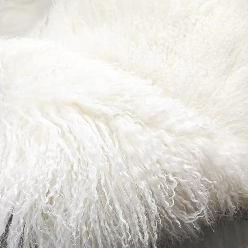 60x120cm Long Soft Dyed Mongolian Lamb Curly Fluffy Sheepskin Fur Plate for Sofa Chair Fur Throw Rugs Leather Size Sheep