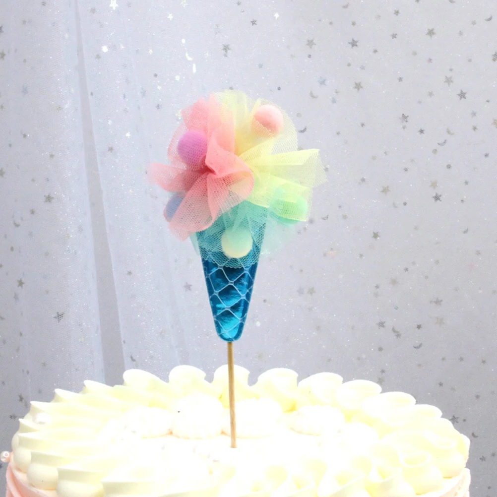 

4Pcs Ice Cream Insert Cake Topper Eco Friendly Paper Decorations for Birthday Wedding Anniversary Parties Celebrations