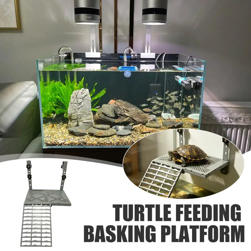 Solid Form Hanging Turtle Basking Platform with Suction Cups Non-Slip Reptile Sunning Ramp Aquariums Turtle Tank Accessories