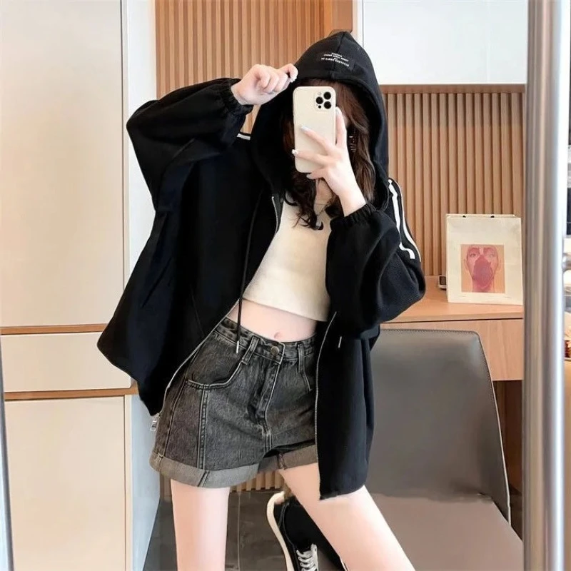 Sweat-shirt à capuche pour femmes, Style paresseux, fermeture éclair complète, bon marché, vêtements d'extérieur décontractés, années 2000 et 90, Vintage Emo Kpop Y2k, haut à capuche