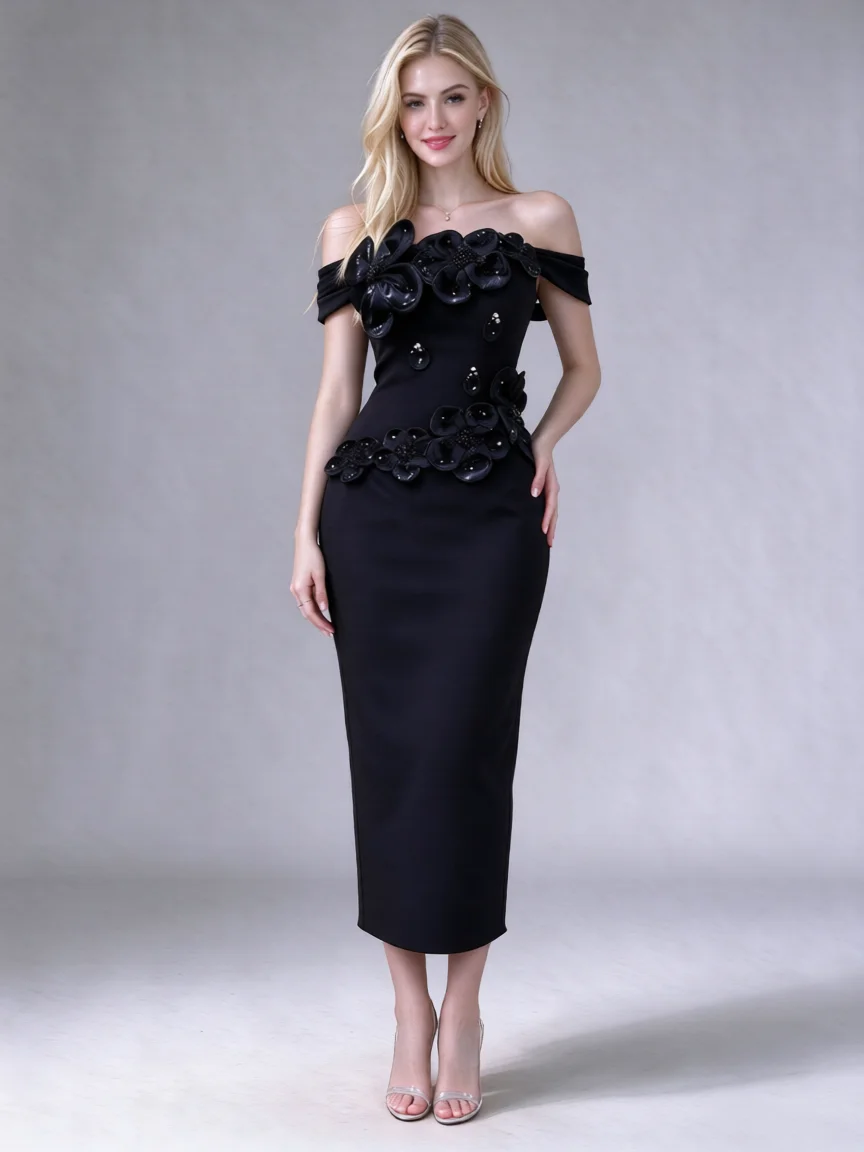 elegant-european-one-shoulder-3d-floral-evening-gown-slimming-mid-length-wrap-dress-for-parties-and-weddings