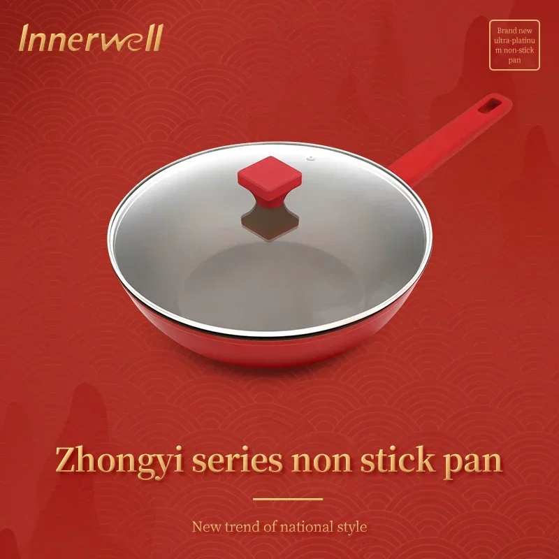 Home Kitchen 12inch Frying Pan Wok Nonstick Toxin Free Coated Cookware Steak Chicken Stir Fry Cooking Pot Compatible All Stoves