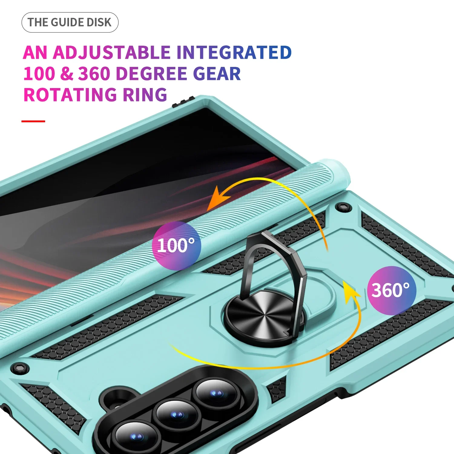 For Samsung Galaxy Z Fold 7 Shockproof Phone Protective Case with Adjustable Invisible Metal Bracket Armor Hybrid Ring Cover - Image 3