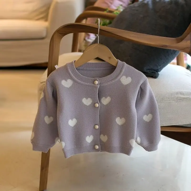 New Autumn Winter Baby Girls Knitted Sweaters Kids Cotton Cardigan Coats