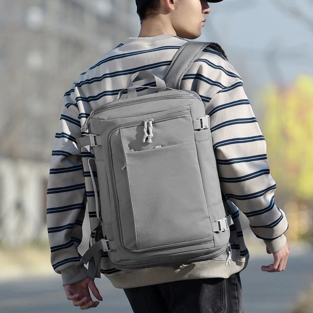 Box Style Luggage Backpack Large Capacity Anti-Scratch Travel Backpack Adjustable Shoulders with Shoes Pack Cabin Daypack