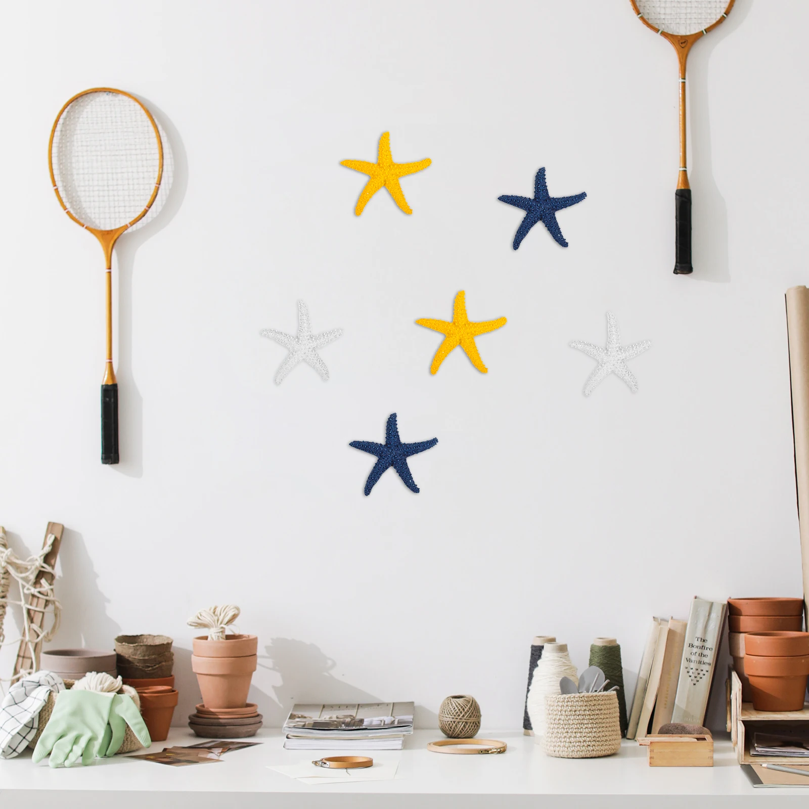 

9pcs Artificial Sea Star Resin Ocean Themed Decoration Home Aquarium Wall Nursery Bedroom Office Sea Stars Ornament Gift Safe