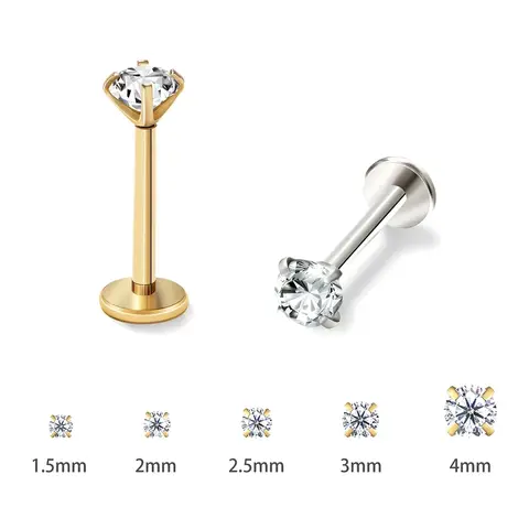1/4Pairs 316L 스테인레스 스틸 귀걸이 스터드 연골 피어싱 쥬얼리 헬릭스 Tragus 립 플랫 백 여성용 작은 귀걸이 18G