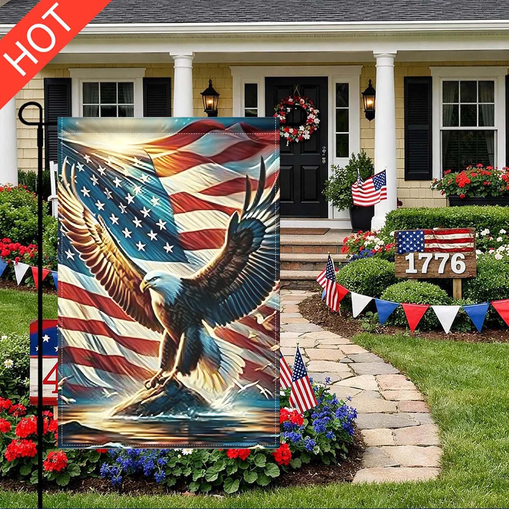 

Double Sided American Bald Eagle Garden Flag USA Patriotic Flag Outdoor Decor No Flagpole Included