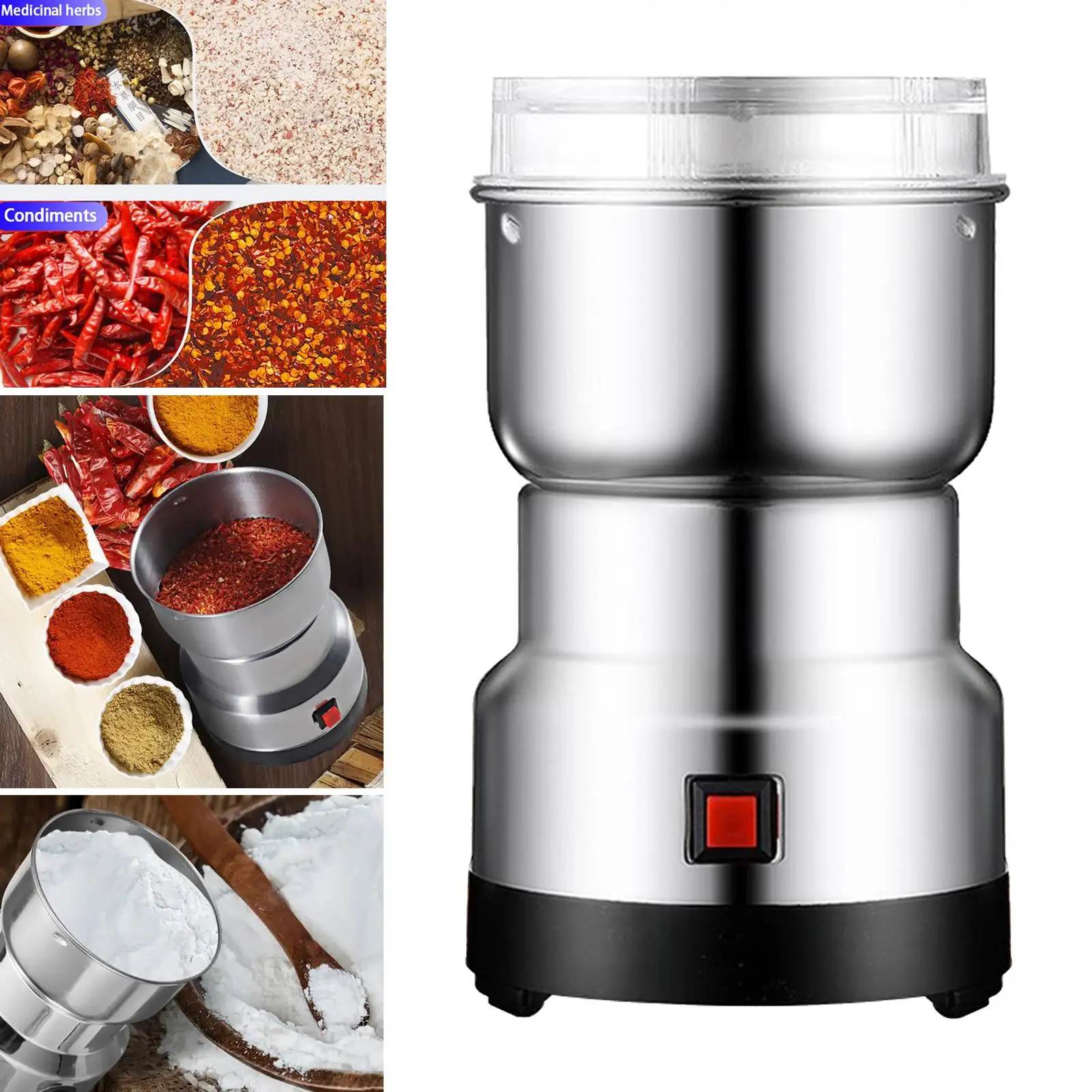 220V Electric Coffee Beans Grains Grinder Herb Spice Grinding Machine Home