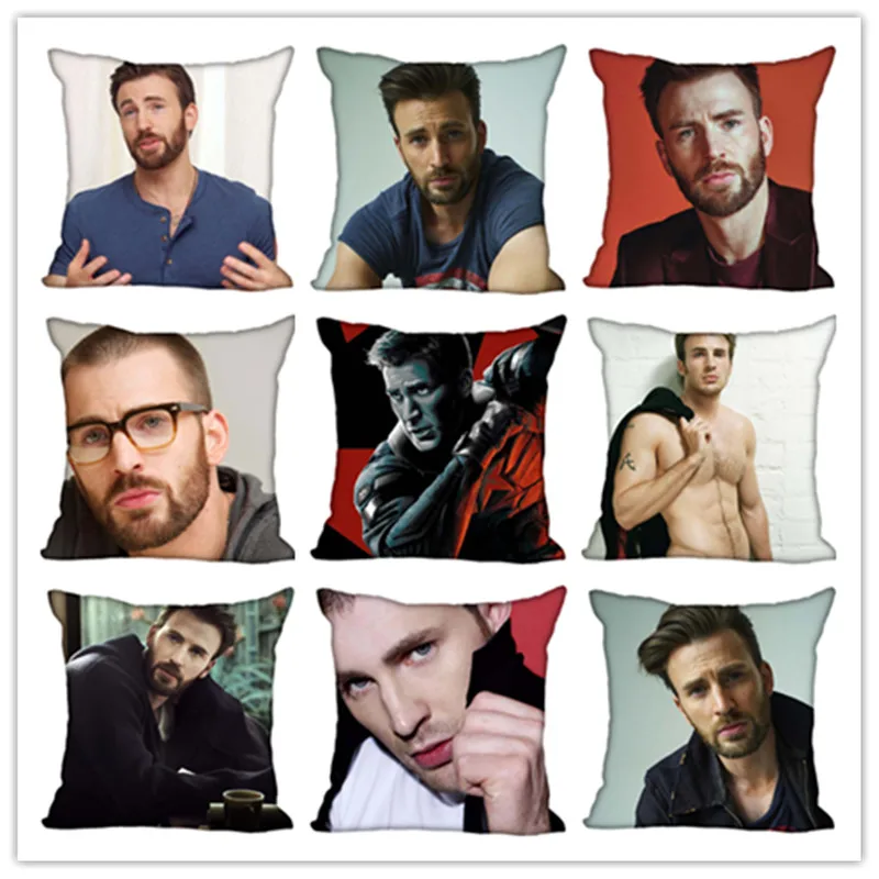 

Custom Chris Evans Square Pillowcase Custom Zippered Bedroom Home Pillow Cover Case 1pcs custom 40x40cm