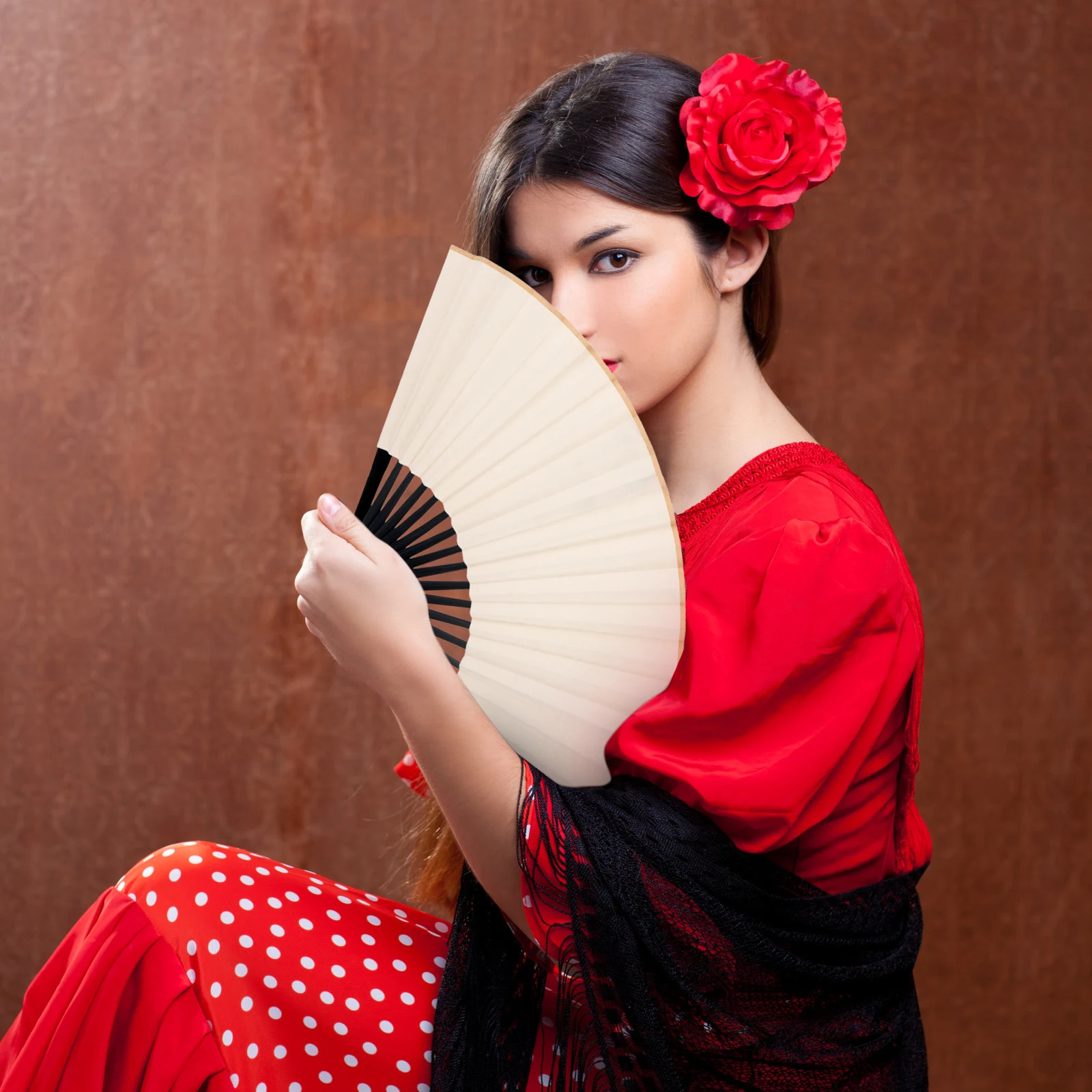 

2 Pcs Rice Paper Folding Fan Blank Surface Decorating Hand Fabric DIY Materials Foldable Surfaces Handheld Blanks Fans