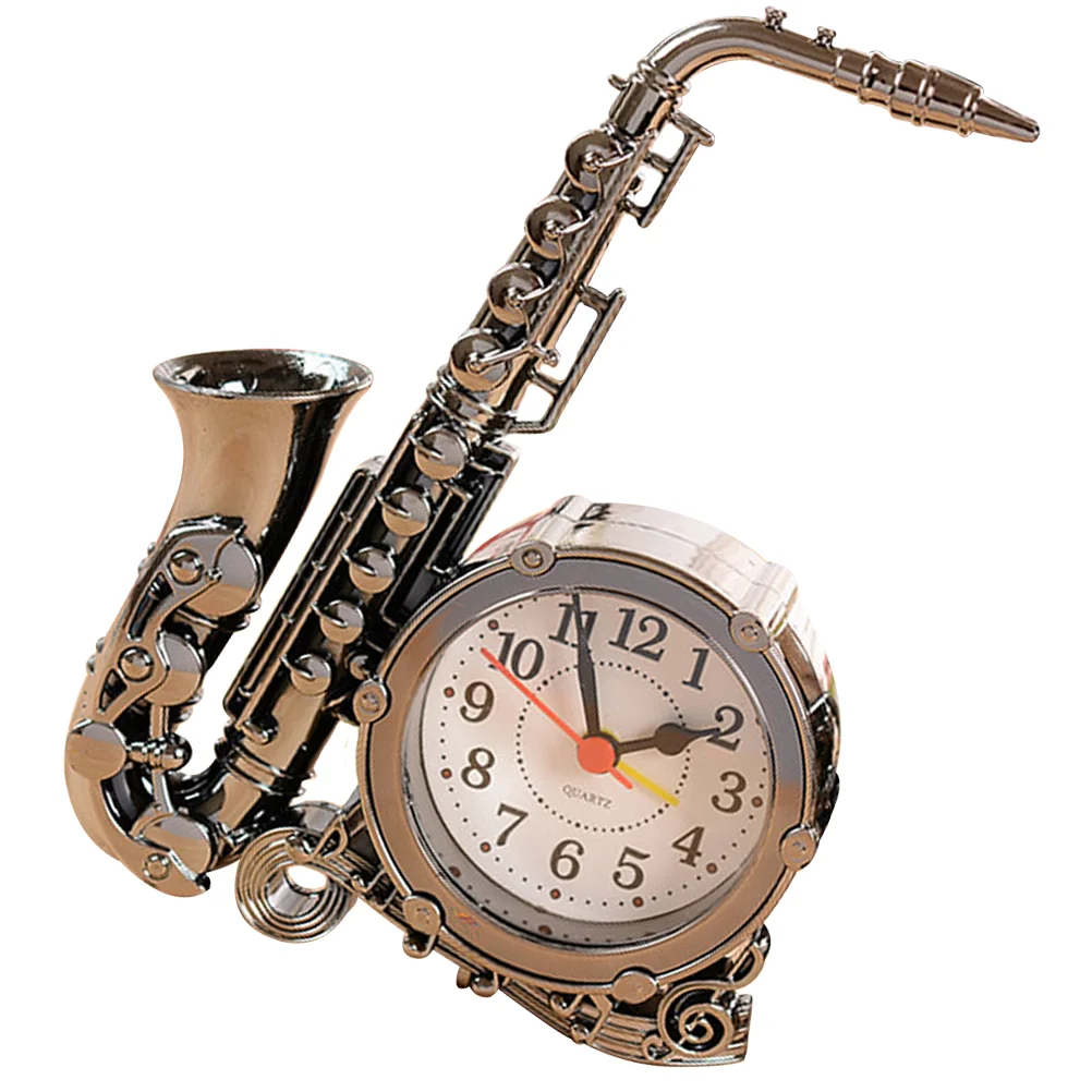 Creative Saxophone Shaped Alarm Clock Vintage Desktop Gift For Daily Use Retro Plastic Household Bedside Student