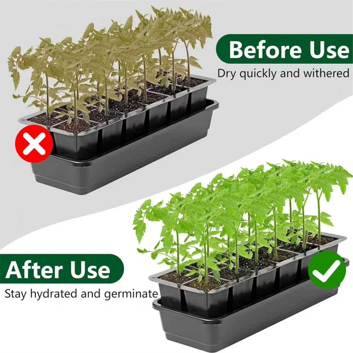 ABTX 8Pc Seeds Tray Mat 24-Cell Replacement Capillary Mats Absorbent Self Watering Seeds Starting Mat for Gardening A