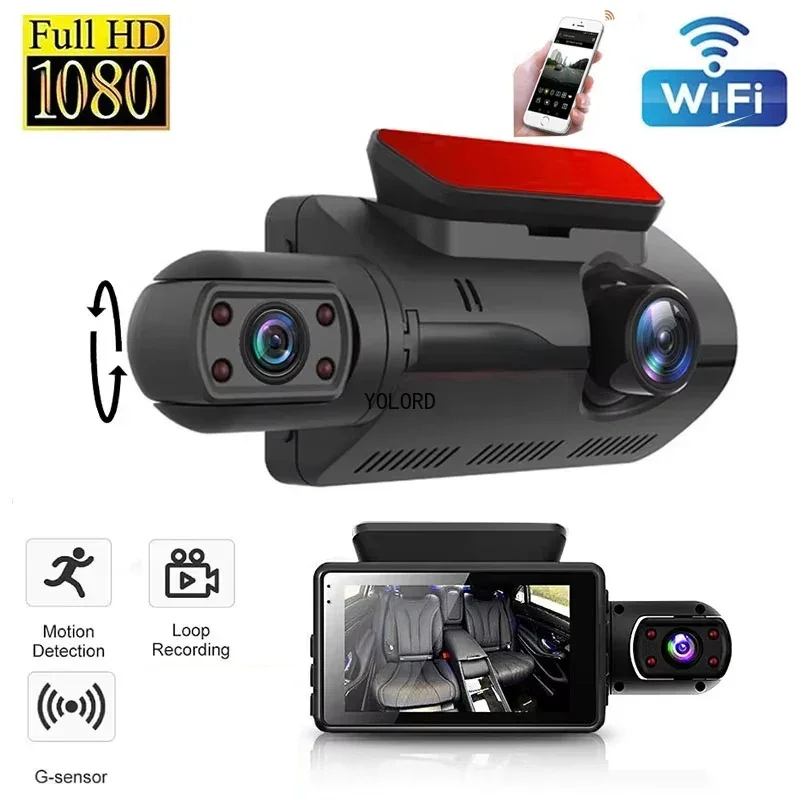 Dual Lens Dash Cam for Cars Black Box HD Car Video Recorder with WIFI Night Vision G-sensor Loop Recording