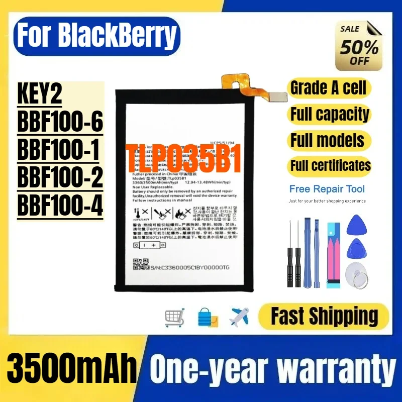 TLP035B1 for BlackBerry KEY2 BBF100-6  BBF100-1 BBF100-2 BBF100-4 Mobile Phone Battery High Capacity Battery Replacement Bateria
