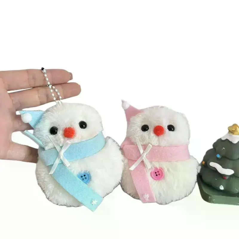 Mignon flocon de neige écharpe bonhomme de neige en peluche poupée porte-clés Kawaii bonhomme de neige hiver en peluche jouet sac à dos pendentif accessoires cadeaux