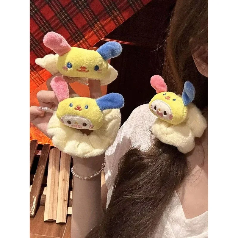 Cute Large Intestine Circle Flower Rabbit Plush Doll Colorful Ears Rabbit Girl Hair Accessories Meatball Head Sweet
