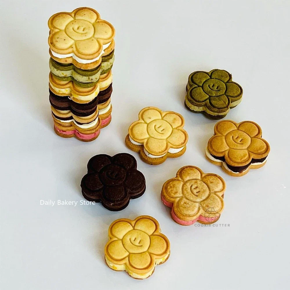 Lovely Flower Cookie Cutter Baby Shower Embossed Dessert Fondant Sugarcraft Baking Mould Plastic Biscuits Pastry Press Stamp - view 2