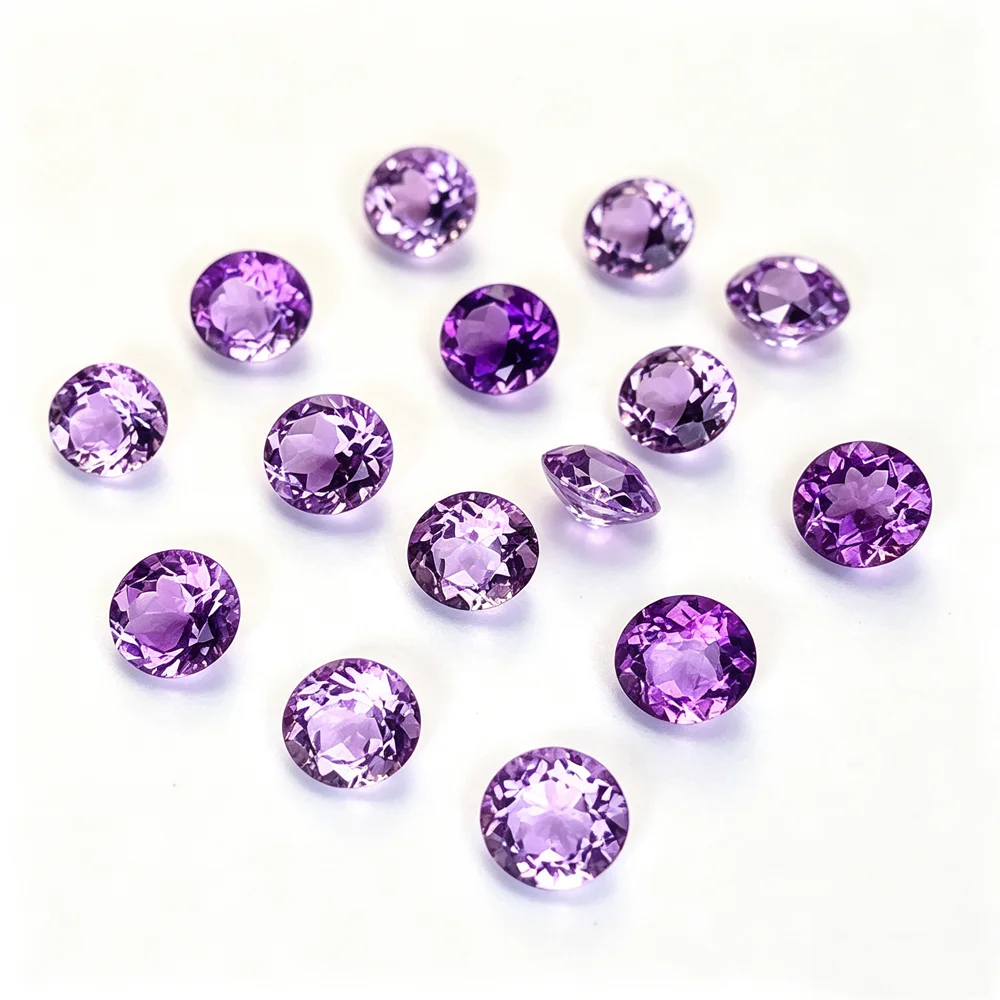 100pcs 50pcs Lot Authentic Natural Amethyst Crystal Eye Clean Round 1.0-10.0mm Facet Cut Loose Stones For Jewelry Making