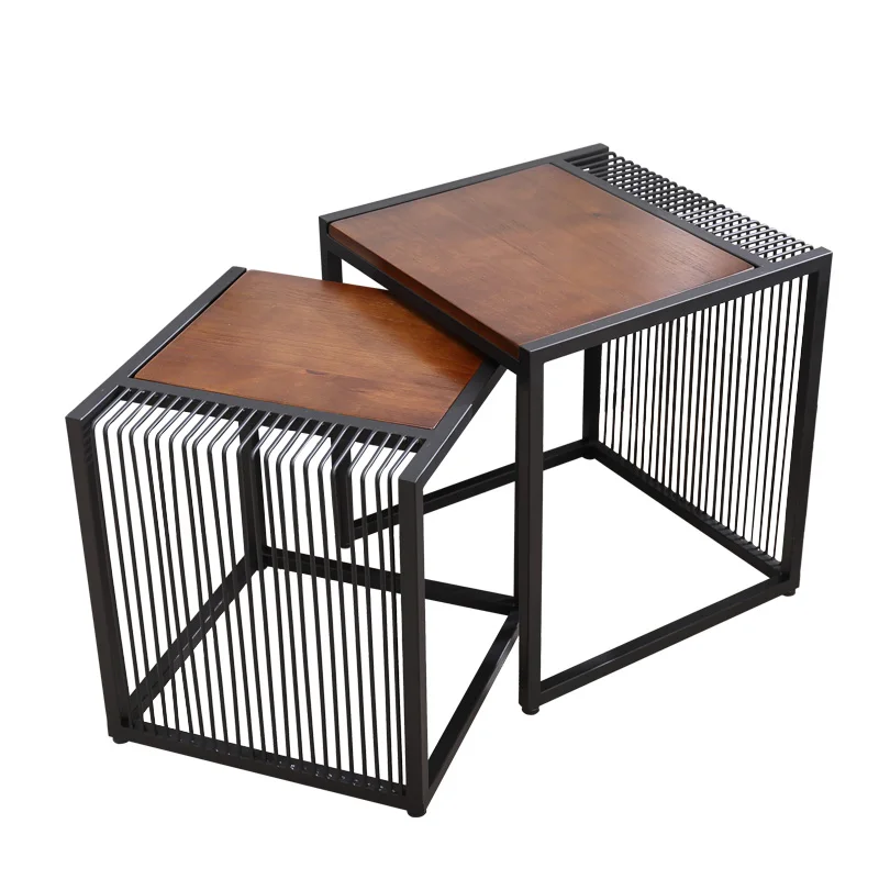 Living Room Furniture Iron Small Tea Tables Sofa Side Table Solid Wood Coffee Table Bedroom Furniture Bedside Cabinet