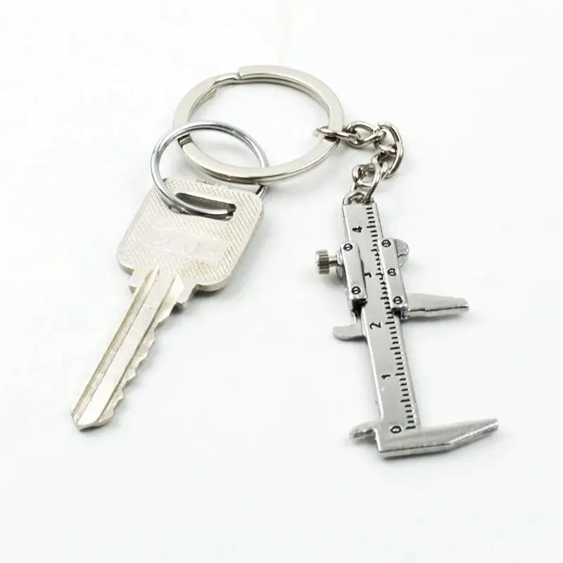 Mini Vernier Caliper Pocket Key Chain Keyring Ornaments Small 3D Movable Precision Measure Tool Accessories Slider Ruler Alloy