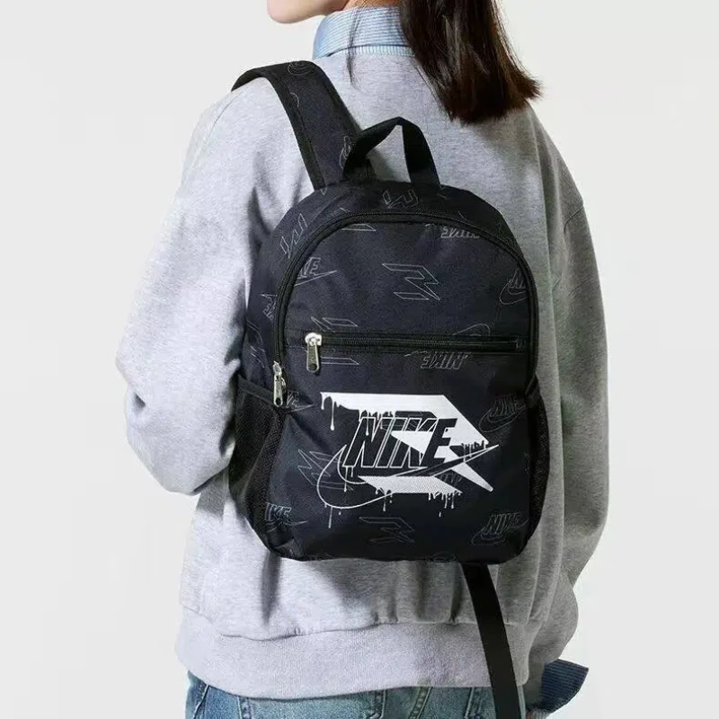Nike11L Brand Logo Backpack Medium Size Children's Style Zipper Print Versatile Polyester Fiber Black N32533092Ps-002