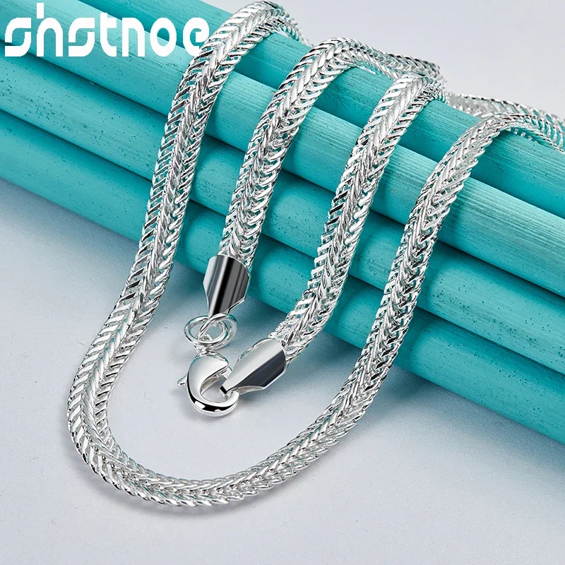 SHSTONE 925 Sterling Silver 20-calowy płaski łańcuszek węża Naszyjnik dla kobiet Mężczyzna Moda Impreza Ślub Urok Prezent Biżuteria zaręczynowa — zdjęcie 7