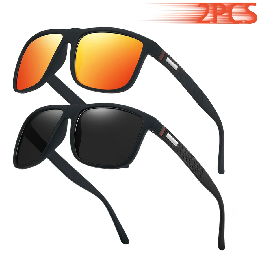 2PCS Fashion Brand Designer Classic Vintage Colorful Check Sunglasses Men Women Leisure Vacation Sun Glasses for Driving Fishing