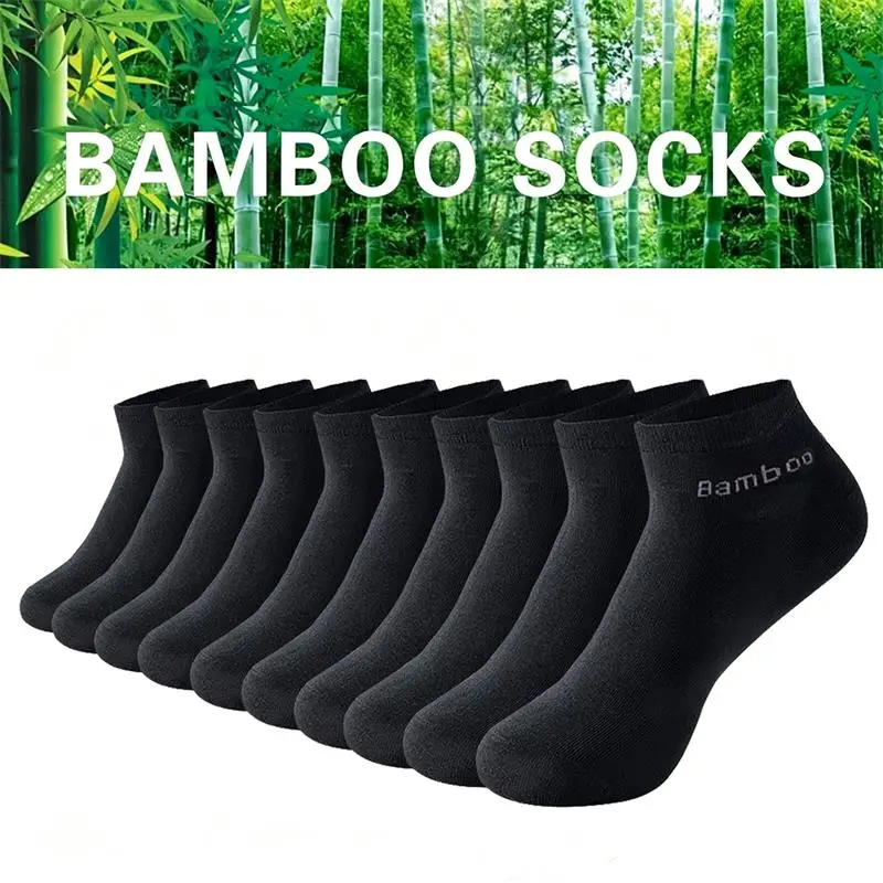 5 Paar Herren-Kurzsocken aus Bambusfaser, hochwertige Crew-Knöchelsocken, lässig, Business, atmungsaktiv, weich, Kompressionssocken, Low-Cut-Socken für Männer