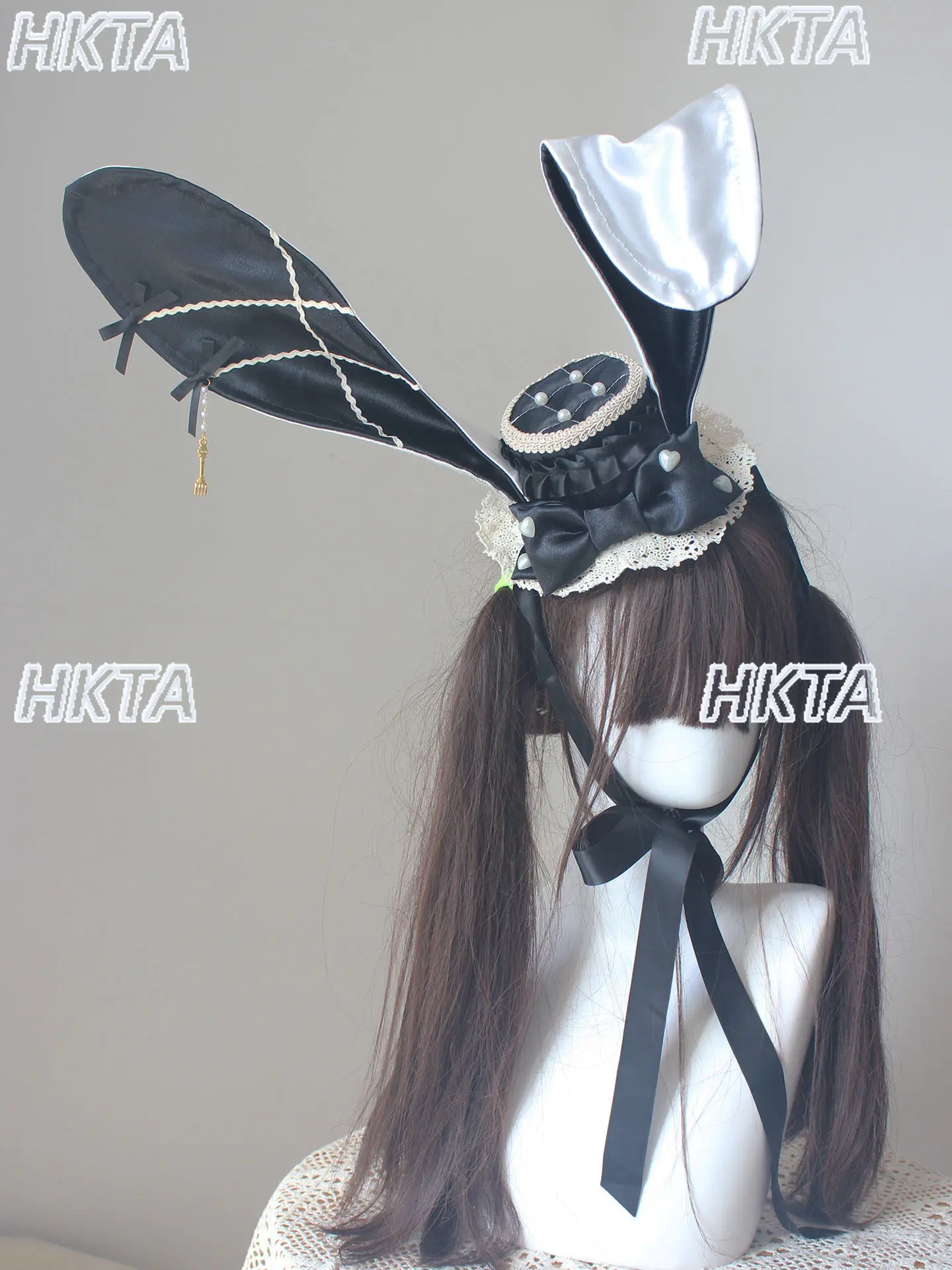 Sweet 2026 Spring New Doll Lolita Cute Cartoon Top Hat Edge Clips Headwear Kawaii Lace Bow Black Hair Hat DIY Accessories Women
