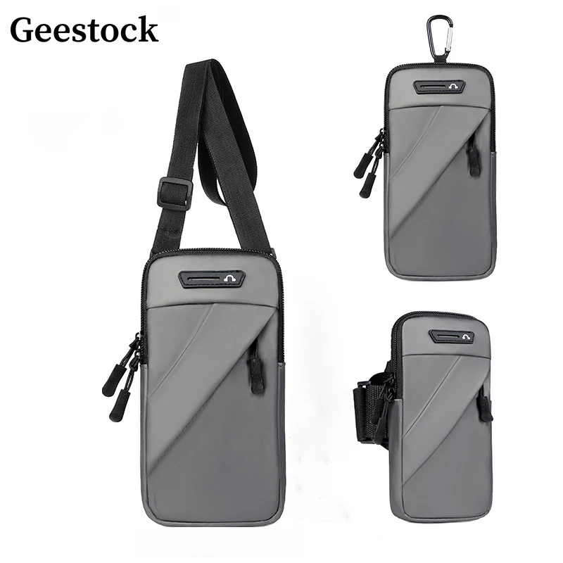 Geestock Waist Bag Sport Men Waterproof Waist Bag For Smartphone Travel Wrist Bag Crossbody Designer Elastic Fitness Phone Bag